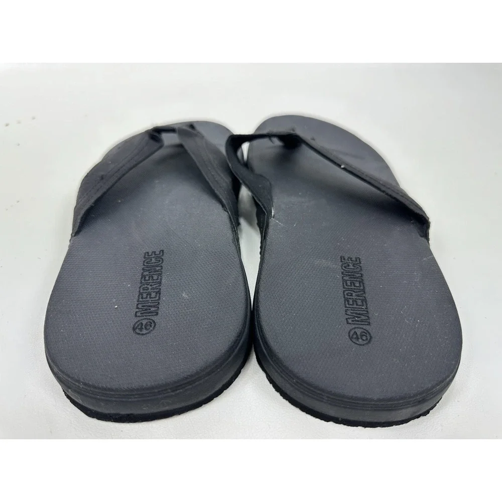 Merence Men's Flip Flops Size 46 US 12-13 Shoes Black Thong